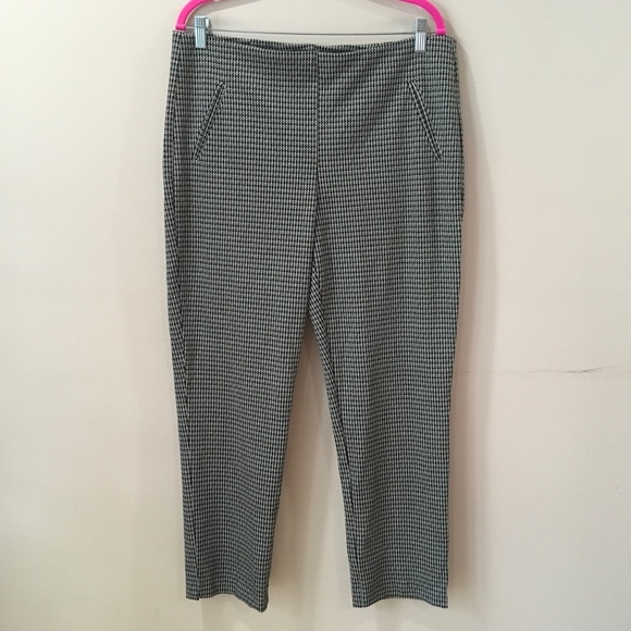 Chico’s Houndstooth Leggings Slimming Pants Size 2.5 US 14 L Pull On Black - Picture 1 of 4